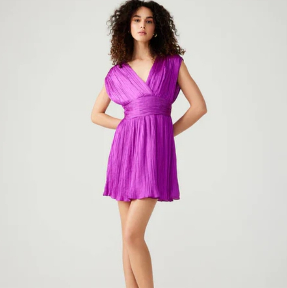 Steve Madden mini dress XS magenta pink Camilea pleated A-line party new $90 - Picture 4 of 15